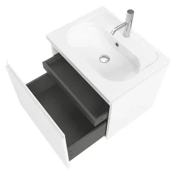 Meuble sous vasque suspendu blanc mat 2 tiroirs l.60 x H.48 x P.45 cm Levanna