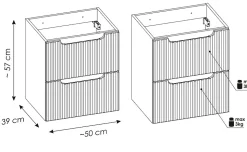 Meuble sous vasque suspendu 2 tiroirs NOVA CACHEMIRE 50 CM