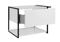 Meuble sous vasque suspendu LOV avec porte-serviettes blanc brillant et noir 60 cm