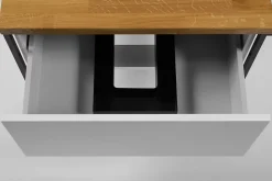 Meuble sous vasque suspendu LOV avec porte-serviettes blanc brillant et noir 60 cm
