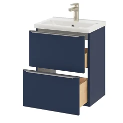 Meuble sous vasque suspendu faible profondeur bleu nuit mat l.50 x H.60 x P.36 cm, GoodHome Imandra