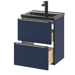 Meuble sous vasque suspendu faible profondeur bleu nuit mat l.50 x H.60 x P.36 cm, GoodHome Imandra