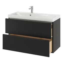 Meuble sous vasque suspendu noir mat l.100 x H.60 x P.45 cm, GoodHome Imandra