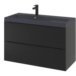 Meuble sous vasque suspendu noir mat l.100 x H.60 x P.45 cm, GoodHome Imandra