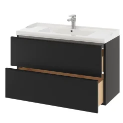 Meuble sous vasque suspendu noir mat l.100 x H.60 x P.45 cm, GoodHome Imandra