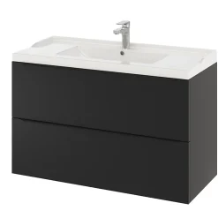 Meuble sous vasque suspendu noir mat l.100 x H.60 x P.45 cm, GoodHome Imandra