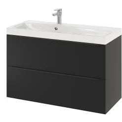 Meuble sous vasque suspendu noir mat l.100 x H.60 x P.45 cm, GoodHome Imandra