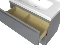 Meuble sous vasque suspendu gris brillant l.80 x H.60 x P.45 cm, GoodHome Imandra