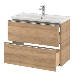 Meuble sous vasque suspendu faible profondeur effet chêne l.80 x H.60 x P.36 cm, GoodHome Imandra