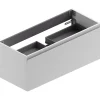 Meuble sous vasque suspendu blanc mat l.120 x H.46,5 x P.50,5 cm évacuation centrale, Pura+