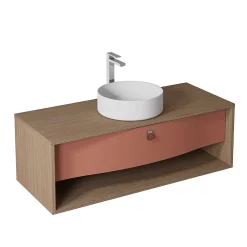 Meuble sous vasque suspendu terracotta mat 1 tiroir l.120 x H.40 x P.50 cm, Decotec Havana