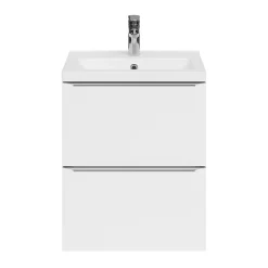 Meuble sous vasque suspendu faible profondeur blanc brillant l.50 x H.60 x P.36 cm, GoodHome Imandra