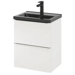 Meuble sous vasque suspendu faible profondeur blanc brillant l.50 x H.60 x P.36 cm, GoodHome Imandra