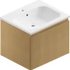 Meuble sous vasque suspendu placage chêne miel strié l.60 cm, Pura