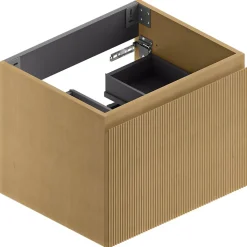 Meuble sous vasque suspendu placage chêne miel strié l.60 cm, Pura