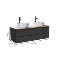 Meuble sous vasque suspendu avec plan de toilette décor chêne 120 cm