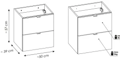 Meuble sous vasque suspendu 2 tiroirs NOVA OAK 50 CM