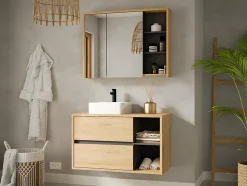 Meuble sous vasque suspendu coloris naturel - 100 cm - PURNAL