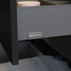 Meuble sous vasque suspendu MDF Noir mat, plan vasque Bleu nuit mat, poignée Anthracite mat - 140x46x62cm - LAVOA