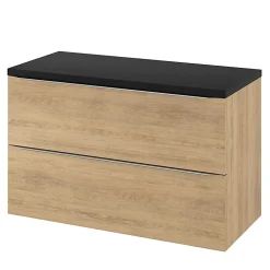 Meuble sous vasque suspendu effet chêne l.100 x H.60 x P.45 cm, GoodHome Imandra
