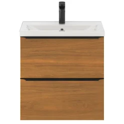 Meuble sous vasque suspendu faible profondeur effet noyer l.60 x H.60 x P.36 cm, GoodHome Imandra