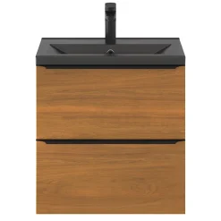 Meuble sous vasque suspendu faible profondeur effet noyer l.60 x H.60 x P.36 cm, GoodHome Imandra