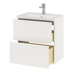 Meuble sous vasque suspendu faible profondeur blanc mat l.60 x H.60 x P.36 cm, GoodHome Imandra