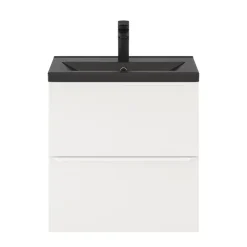 Meuble sous vasque suspendu faible profondeur blanc mat l.60 x H.60 x P.36 cm, GoodHome Imandra