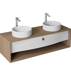 Meuble sous vasque suspendu blanc mat 1 tiroir l.140 x H.40 x P.50 cm, Decotec Havana
