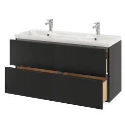 Meuble sous vasque suspendu noir mat l.120 x H.60 x P.45 cm, GoodHome Imandra