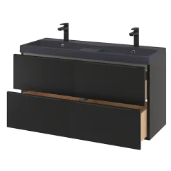 Meuble sous vasque suspendu noir mat l.120 x H.60 x P.45 cm, GoodHome Imandra