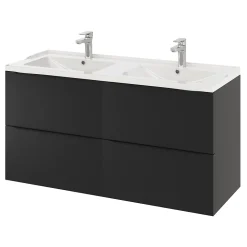 Meuble sous vasque suspendu noir mat l.120 x H.60 x P.45 cm, GoodHome Imandra