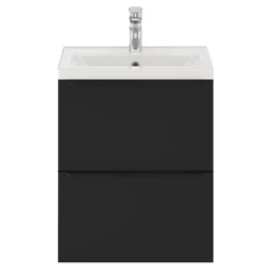 Meuble sous vasque suspendu faible profondeur noir mat l.50 x H.60 x P.36 cm, GoodHome Imandra