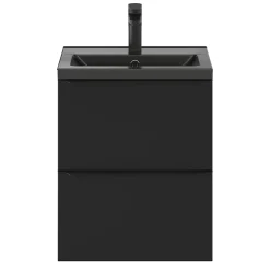 Meuble sous vasque suspendu faible profondeur noir mat l.50 x H.60 x P.36 cm, GoodHome Imandra
