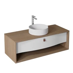 Meuble sous vasque suspendu blanc mat 1 tiroir l.120 x H.40 x P.50 cm, Decotec Havana