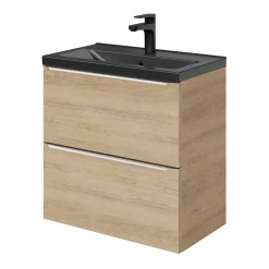 Meuble sous vasque suspendu faible profondeur effet chêne l.60 x H.60 x P.36 cm, GoodHome Imandra