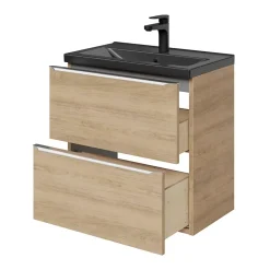 Meuble sous vasque suspendu faible profondeur effet chêne l.60 x H.60 x P.36 cm, GoodHome Imandra