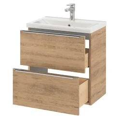 Meuble sous vasque suspendu faible profondeur effet chêne l.60 x H.60 x P.36 cm, GoodHome Imandra
