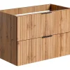 Meuble sous vasque suspendu strié - Naturel clair - L80 cm - ZEVARA