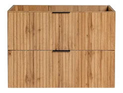 Meuble sous vasque suspendu strié - Naturel clair - L80 cm - ZEVARA