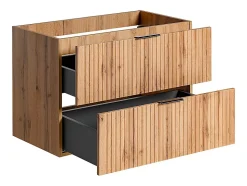 Meuble sous vasque suspendu strié - Naturel clair - L80 cm - ZEVARA