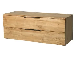 Meuble sous vasque suspendu en teck clair - 2 tiroirs - 115 cm - BIMBING