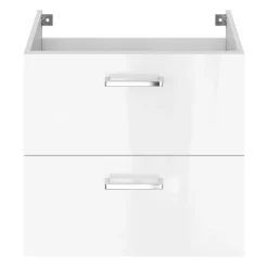 Meuble sous vasque suspendu blanc brillant l.60 x H.55 x P.45 cm, Opah