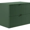 Meuble sous vasque suspendu strié avec planche - Vert mat - 80 cm - ZEVINI