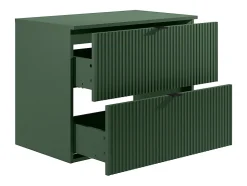 Meuble sous vasque suspendu strié avec planche - Vert mat - 80 cm - ZEVINI