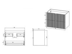 Meuble sous vasque suspendu strié avec planche - Vert mat - 80 cm - ZEVINI