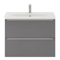 Meuble sous vasque suspendu faible profondeur gris brillant l.80 x H.60 x P.36 cm, GoodHome Imandra