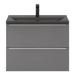 Meuble sous vasque suspendu faible profondeur gris brillant l.80 x H.60 x P.36 cm, GoodHome Imandra