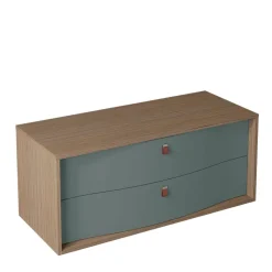 Meuble sous vasque suspendu vert toundra mat 2 tiroirs l.120 x H.50 x P.50 cm, Decotec Havana