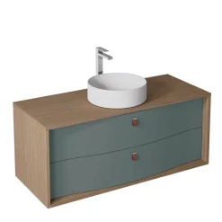 Meuble sous vasque suspendu vert toundra mat 2 tiroirs l.120 x H.50 x P.50 cm, Decotec Havana